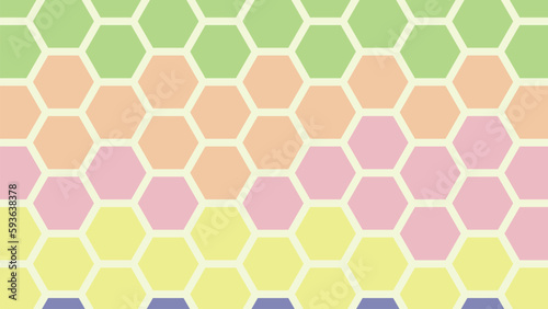 Abstract background of hexagon. Blue honeycomb with a gradient color. Isometric geometry. Colorful hexagons background. Random displacement. Good background. Simply geometric pattern and Copy space.