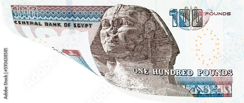 One hundred Egyptian pounds banknote. Image isolated on white background photo