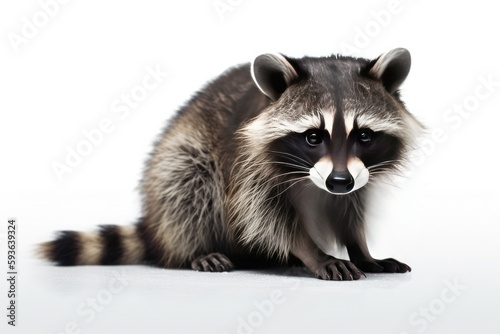Cute Raccoon isolated on White Background Generative Ai