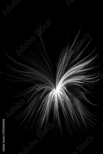 Black and white artistic conceptual illustration of a beautiful flower or floral element closeup. Generative AI