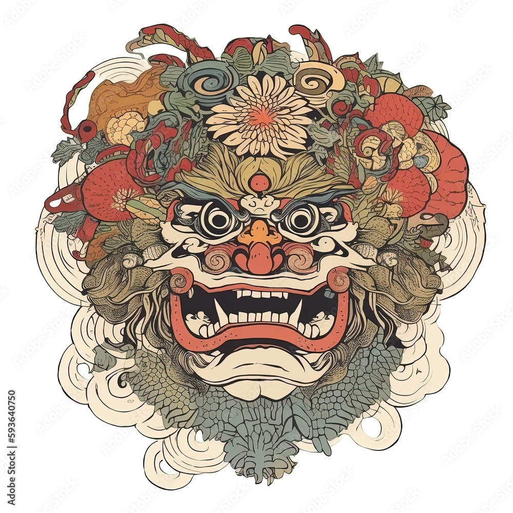 Fototapeta premium Artistic illustration of a tribe face by generative ai