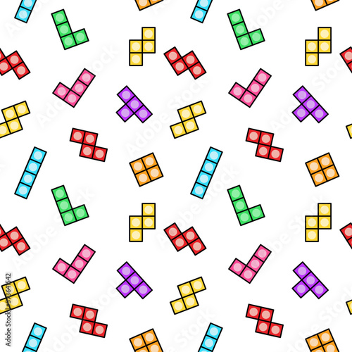 Colorful tetris blocks seamless pattern