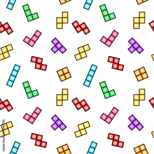 Colorful tetris blocks seamless pattern