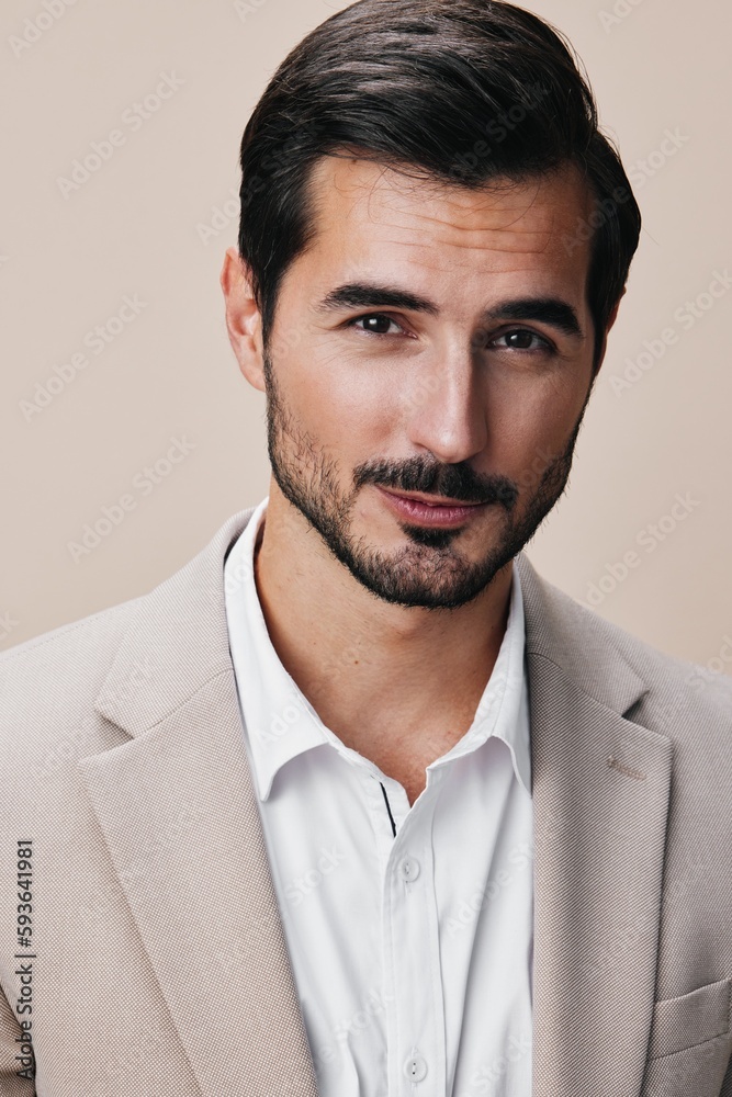 handsome man copyspace business beige portrait businessman suit happy smiling formal handsome man copyspace business beige portrait businessman suit happy smiling formal