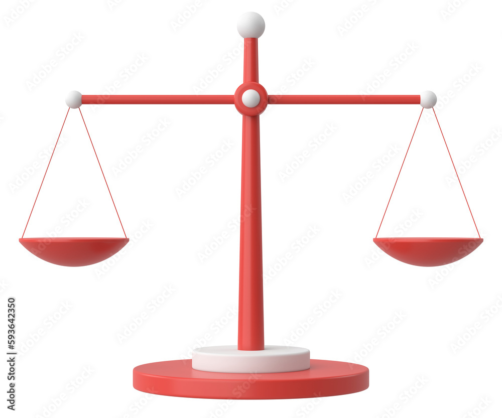 Weighing scale. Balance scale. 3D illustration.