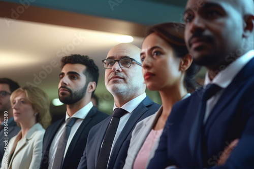 Business people attending a corporate meeting. Generative AI