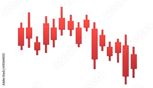 Animated changing candlesticks. Stock market trends, 3D red candle.