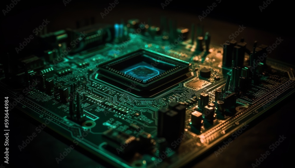 Electronic Circuit Board with Processor, Generative AI