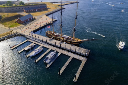 Aerial view of Fort Adams harbor photo