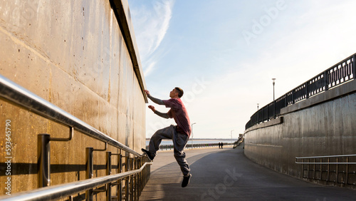 Man doing parkour. Extreme sports photo