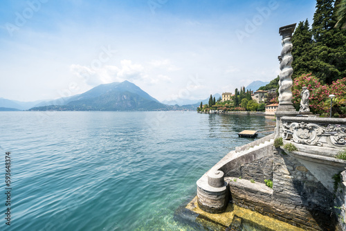 View of Lake Como from the botanical garden of Villa Monastero, Varenna, Italy photo