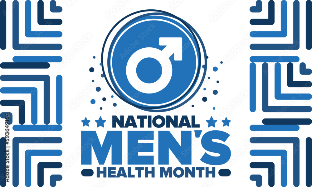 National Men's Health Month in June. Health education program. Celebrated annual in United States. Medical concept. Care and health. Poster, card, banner and background. Vector illustration National Men's Health Month in June. Health education program. Celebrated annual in United States. Medical concept. Care and health. Poster, card, banner and background. Vector illustration