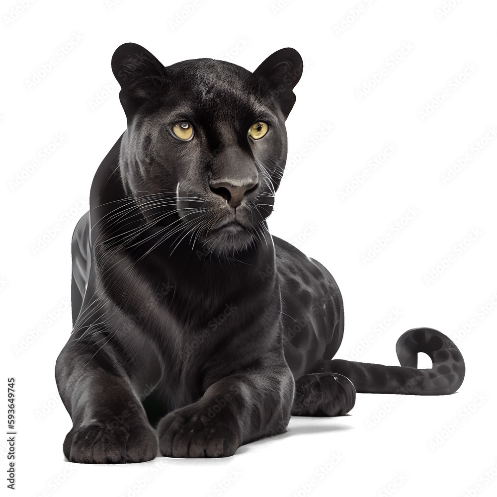 black panther on transparent background generative AI