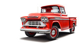 old red truck on transparent background generative AI