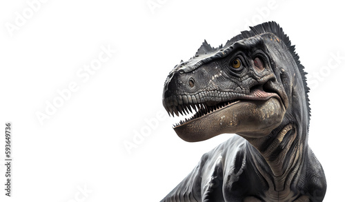 close up of a head of a dinosaur on transparent background generative AI © I LOVE PNG