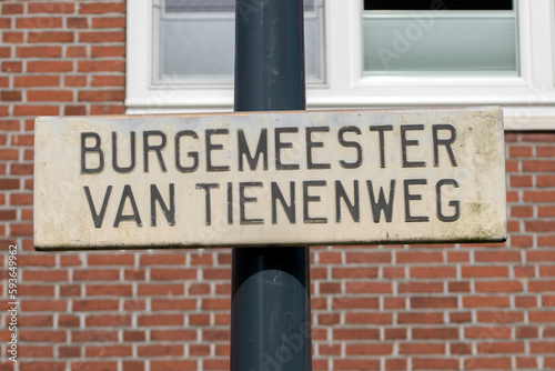 Street Sign Burgemeester Van Tienenweg At Diemen The Netherlands 5-4-2023 photo