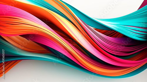 Graphics, three-dimensional color waves, lines on a white background. Pattern, abstract background 3D. Generative AI