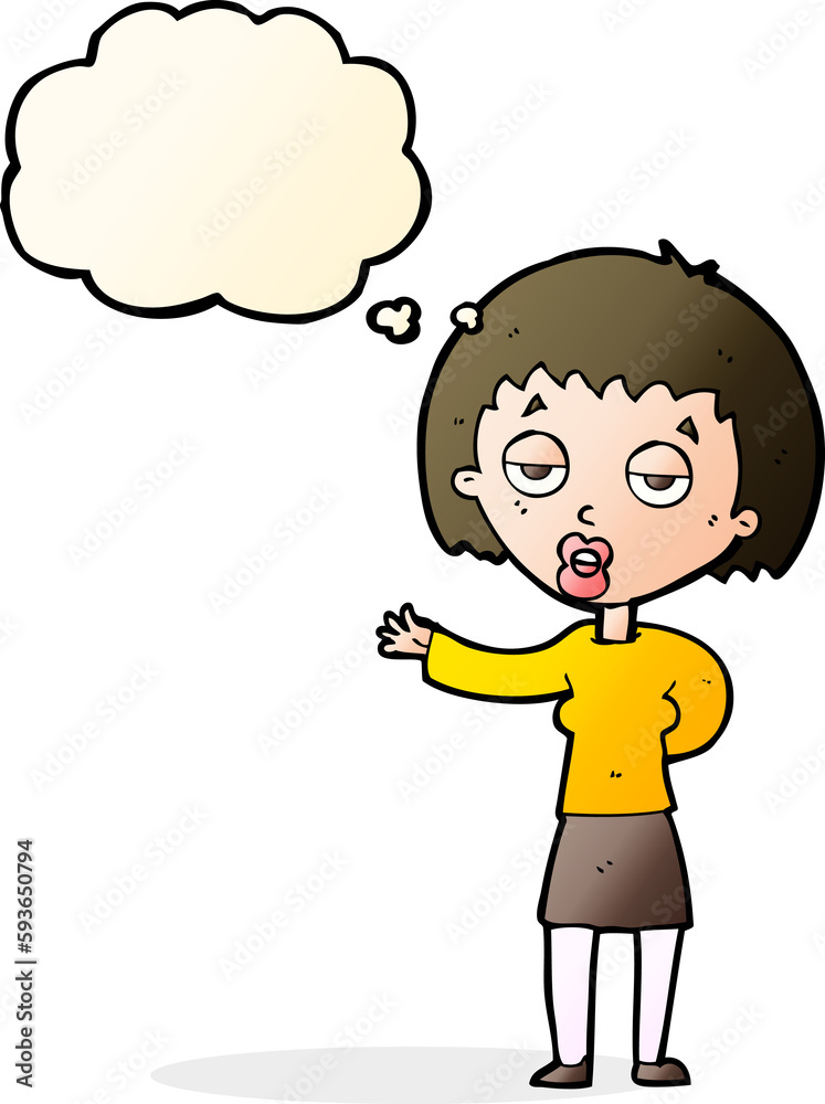 cartoon bored woman with thought bubble cartoon bored woman with thought bubble