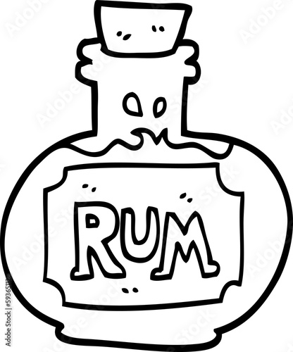 line drawing cartoon old bottle of rum