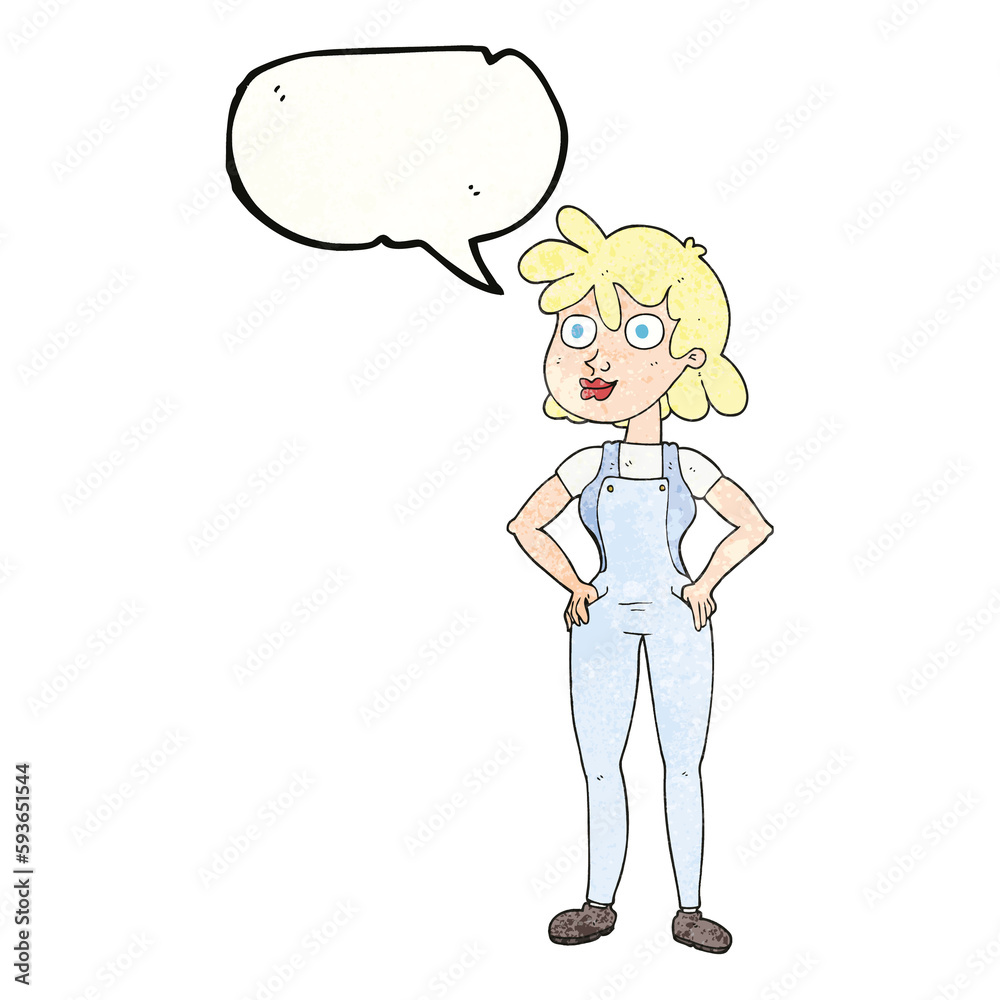 speech bubble textured cartoon farmer girl speech bubble textured cartoon farmer girl