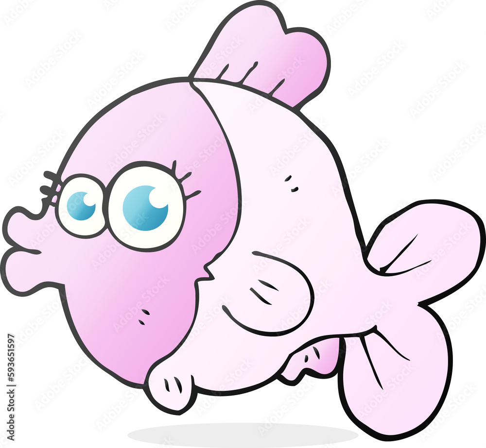 funny cartoon fish with big pretty eyes