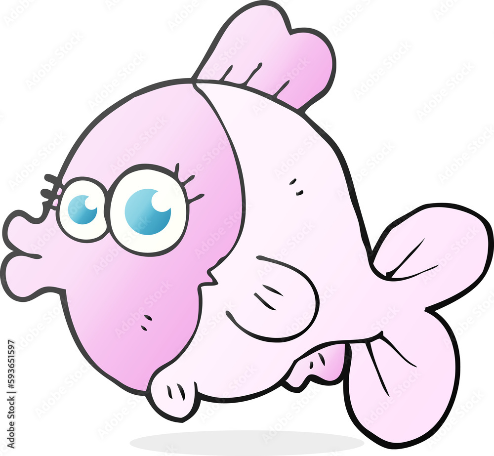 Fototapeta premium funny cartoon fish with big pretty eyes