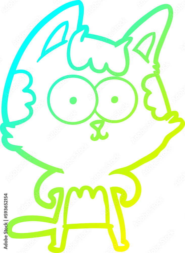 cold gradient line drawing happy cartoon cat cold gradient line drawing happy cartoon cat
