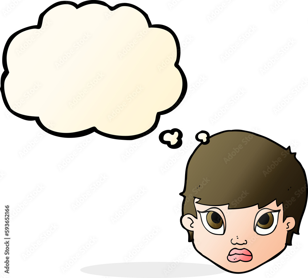 cartoon sulking woman with thought bubble cartoon sulking woman with thought bubble