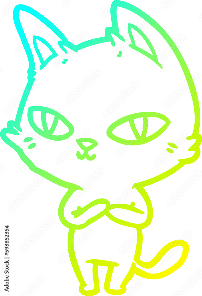 cold gradient line drawing cartoon cat staring cold gradient line drawing cartoon cat staring