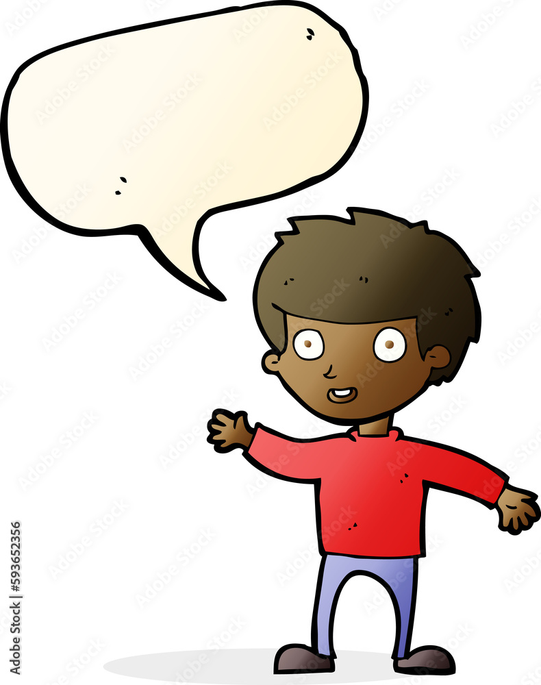 cartoon happy boy with speech bubble cartoon happy boy with speech bubble
