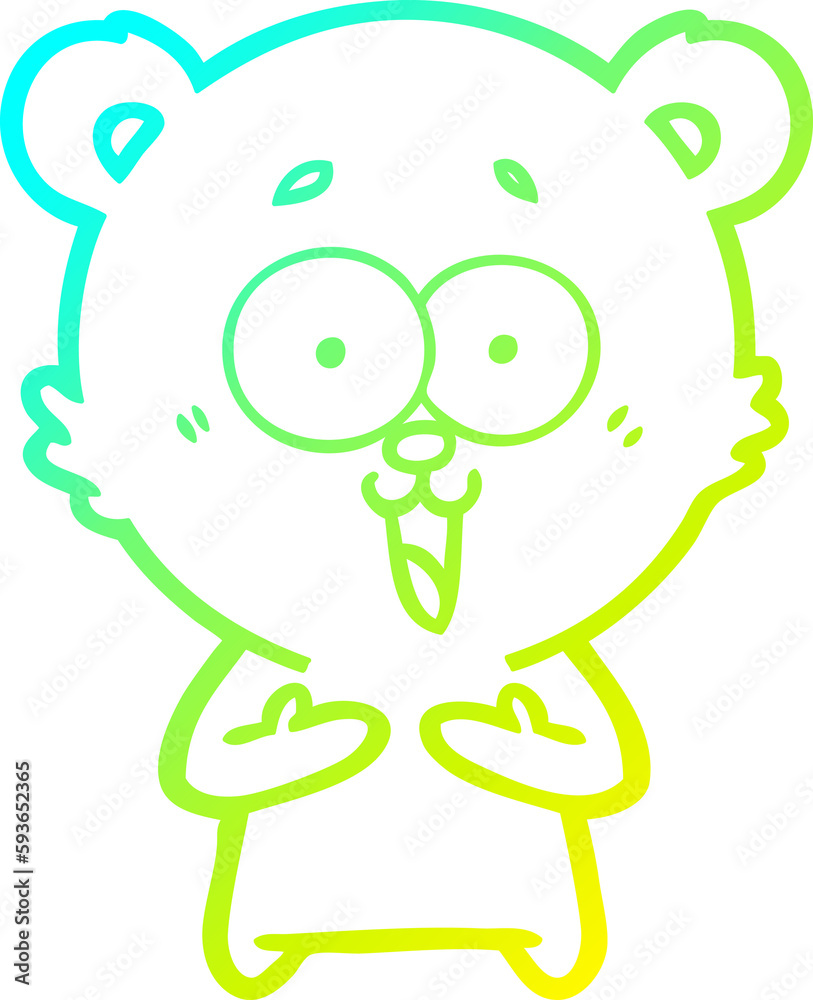 cold gradient line drawing laughing teddy bear cartoon cold gradient line drawing laughing teddy bear cartoon