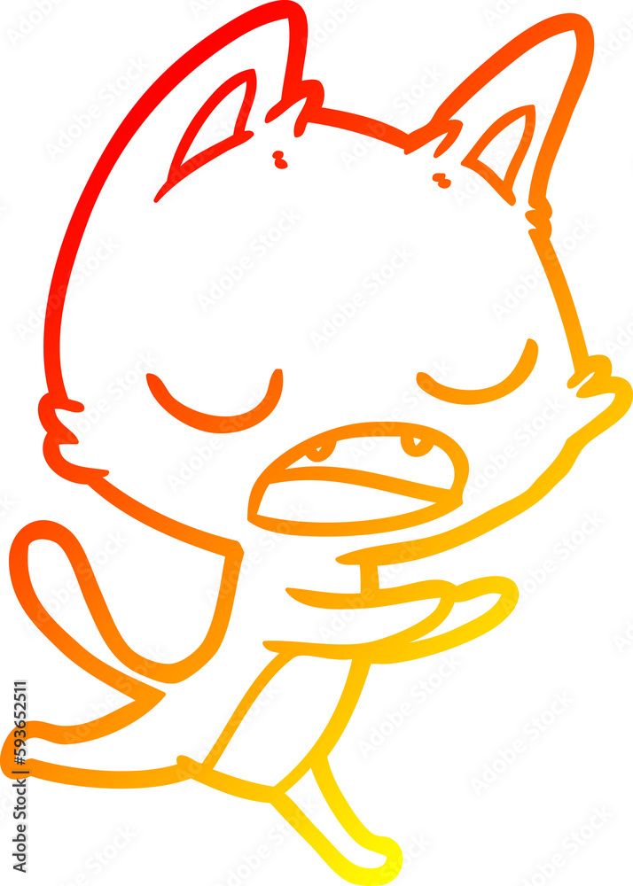 Obraz premium warm gradient line drawing talking cat cartoon