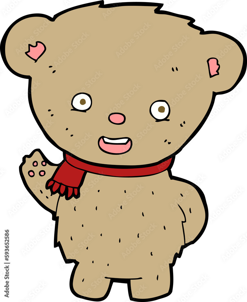 Obraz premium cartoon teddy bear waving