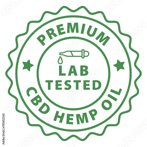 cbd oil lab tested badge, stamp, label, sticker, emblem logo, cbd hemp oil, rubber, tag, seal vector illustration, natural oil testing
