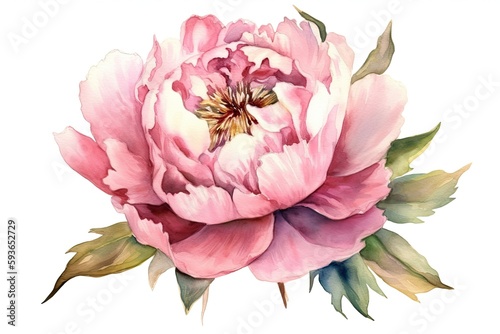 Watercolor pink magenta peony flowers bouquet. Generative ai