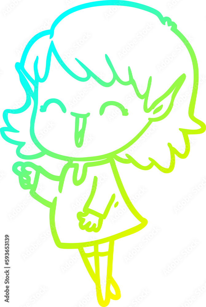 cold gradient line drawing cartoon elf girl cold gradient line drawing cartoon elf girl