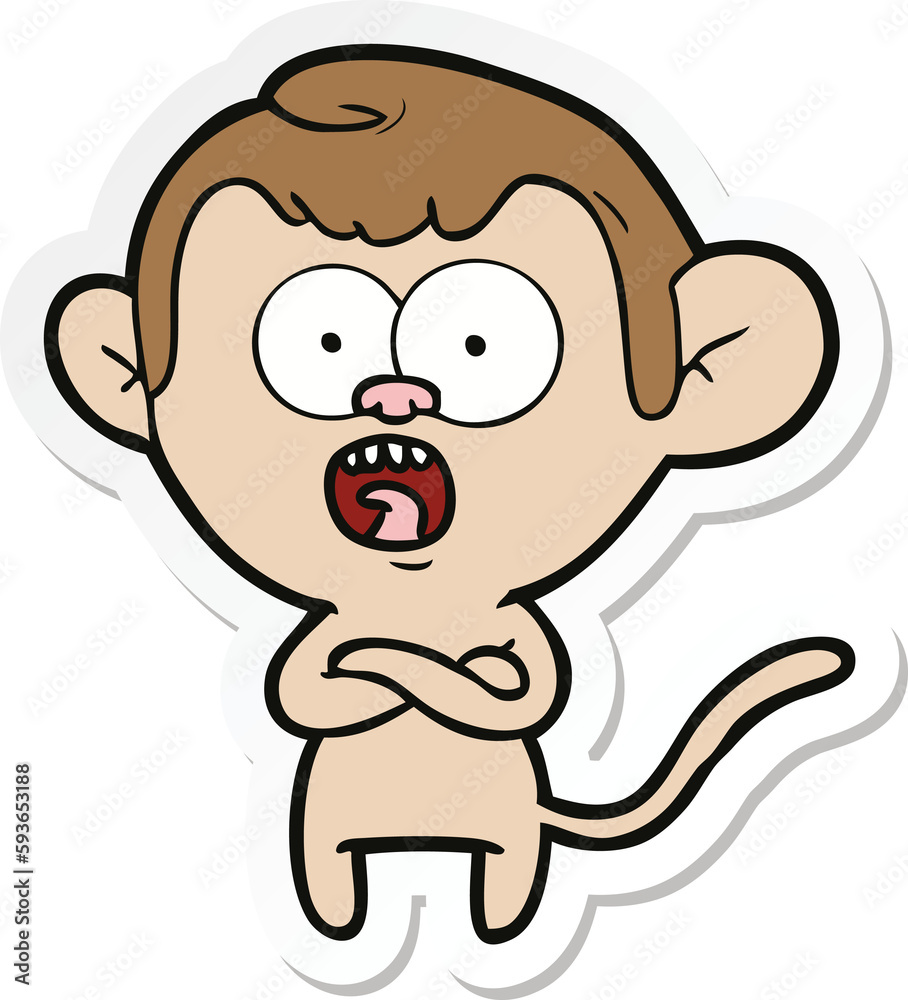 sticker of a cartoon shocked monkey sticker of a cartoon shocked monkey