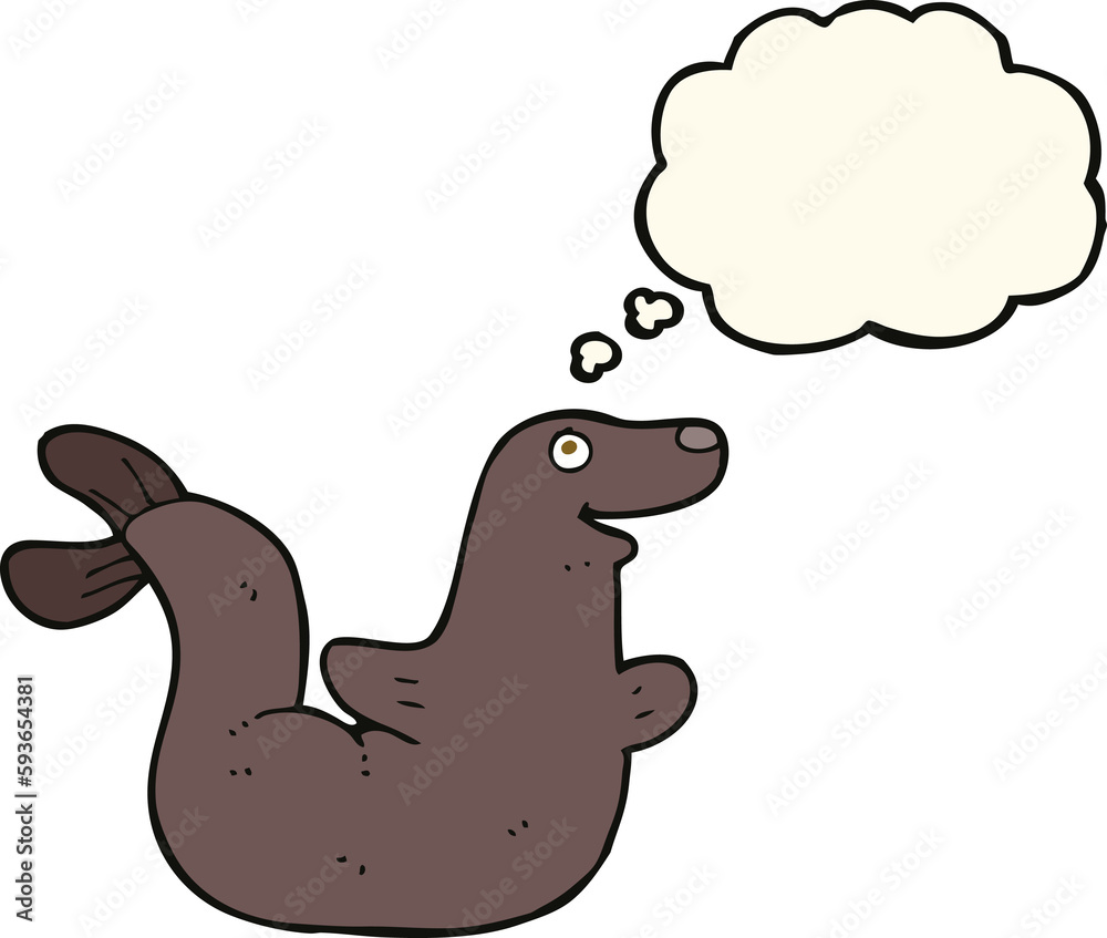 cartoon seal with thought bubble cartoon seal with thought bubble