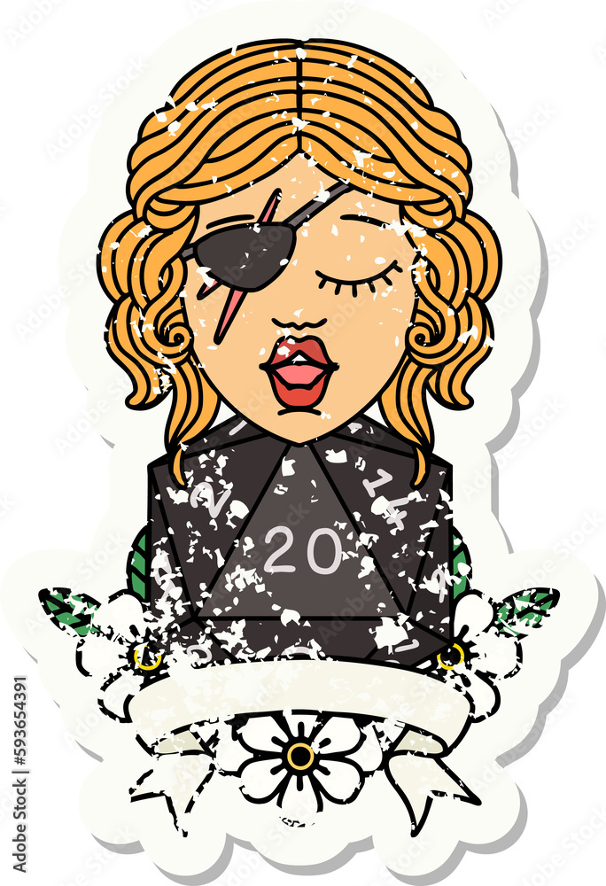 human rogue with natural 20 dice roll illustration human rogue with natural 20 dice roll illustration