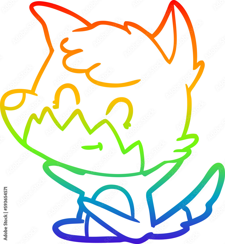rainbow gradient line drawing cartoon friendly fox rainbow gradient line drawing cartoon friendly fox