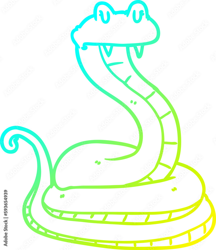 Fototapeta premium cold gradient line drawing cartoon snake