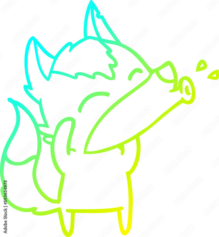 Obraz premium cold gradient line drawing howling wolf cartoon