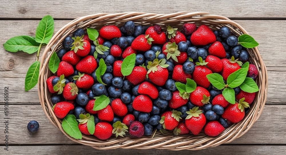 basket with different berries. AI generated. basket with different berries. AI generated.