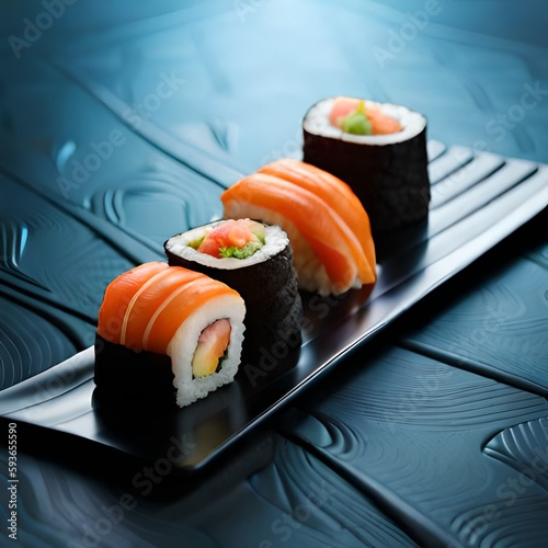 Sushi, japonese food, urumaki, sashimi photo