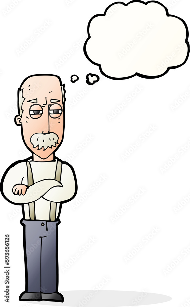 cartoon annoyed old man with thought bubble cartoon annoyed old man with thought bubble