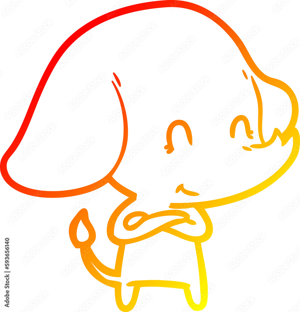 warm gradient line drawing cute cartoon elephant warm gradient line drawing cute cartoon elephant