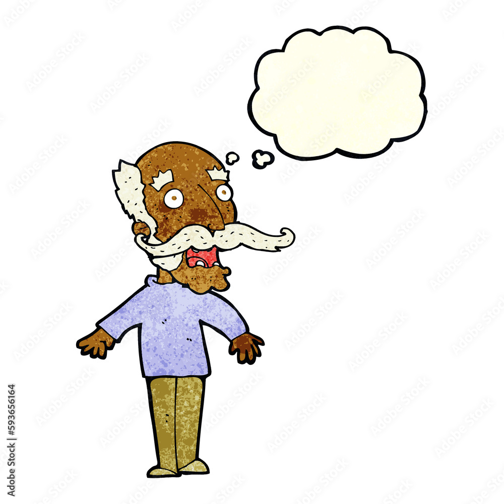cartoon old man gasping in surprise with thought bubble cartoon old man gasping in surprise with thought bubble