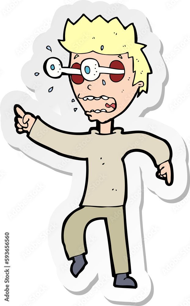 sticker of a cartoon man with popping out eyes sticker of a cartoon man with popping out eyes