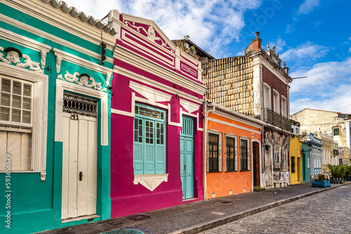 Colorful colonial houses at the historic district of Pelourinho in Salvador da Bahia, Brazil. photo