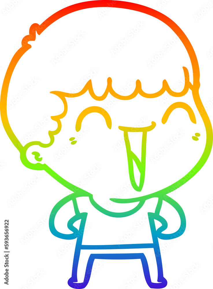 Obraz premium rainbow gradient line drawing cartoon happy man